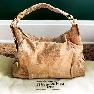 Tiffany & Fred Nude Snake Embossed Hobo Like New